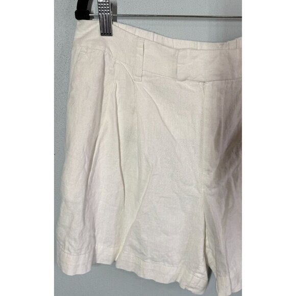 A New Day Womens White Linen Blend Pleated Front Paper Bag Shorts Sz 12 Casual - Picture 3 of 11